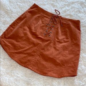 Sunset Orange Lace Up Mini Skirt